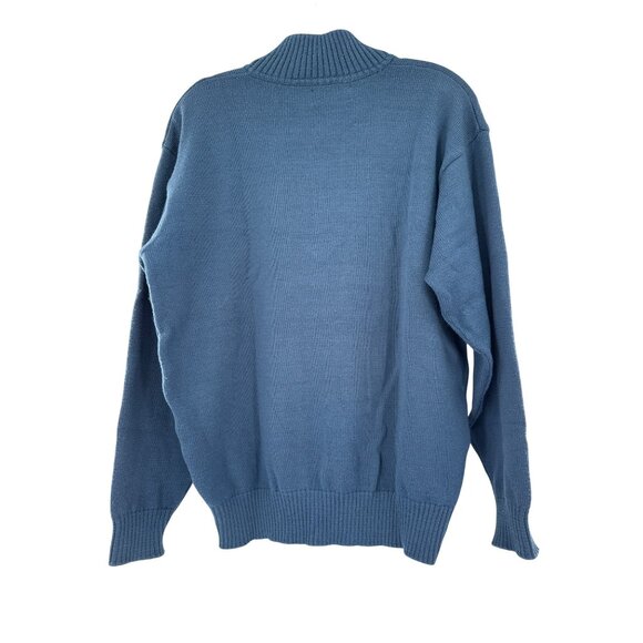 Bogner Blue Wool Blend Half-Zip Sweater M Made In Hong Kong - Picture 4 of 7